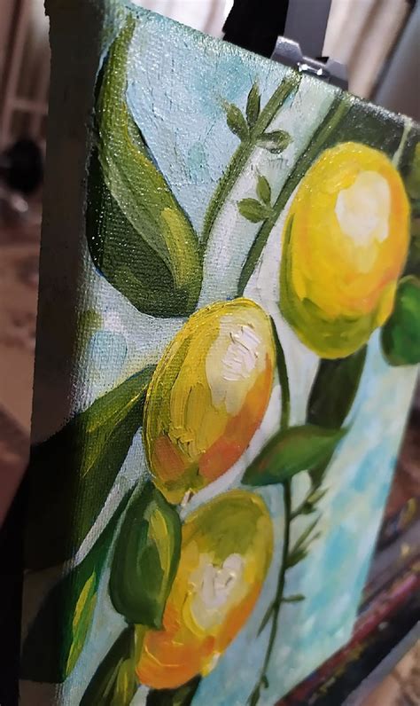 Lemon Painting On Canvas Fruit Art Original Artwork 9. | Etsy