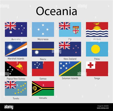 Set of flags Oceanian countries, All Oceania flag collection Stock ...