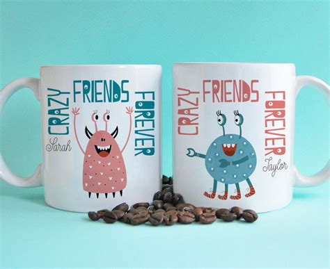 Set of Two Friendship Mugs, Personalized Best Friends Gift, Cute ...