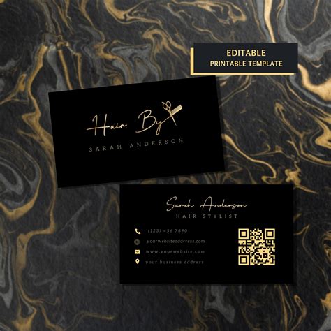 Hair Stylist BUSINESS CARD Template Hairdresser Beauty Salon - Etsy