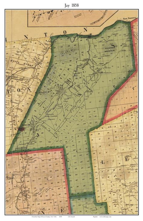 Jay, New York 1858 Old Town Map Custom Print - Essex Co. - OLD MAPS