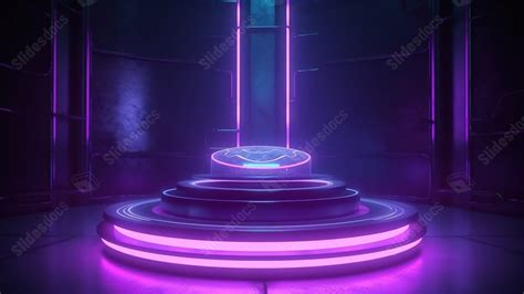 Futuristic Neon Lighted Podium In 3d Rendered Sci Fi Design Powerpoint Background For Free ...