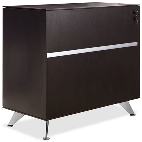 Lateral File Cabinet - Lock, Aluminum Legs, Espresso | DCG Stores