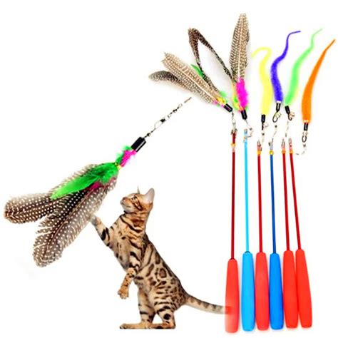 Extendable stick Pet cat teaser toy bird Feather cat toys feather Wand ...