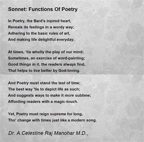 Sonnet: Functions Of Poetry - Sonnet: Functions Of Poetry Poem by Dr ...