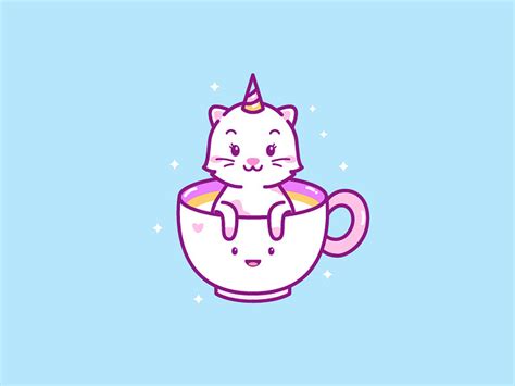 Cat in a cup by yellowline.std on Dribbble