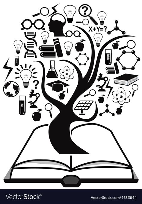 Black education icons tree up from book Royalty Free Vector