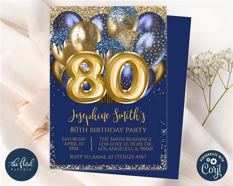 80th Birthday Invitations