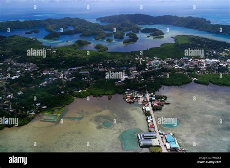 Aerial view of Koror, city in Palau, Micronesia, Oceania. Pacific Ocean ...