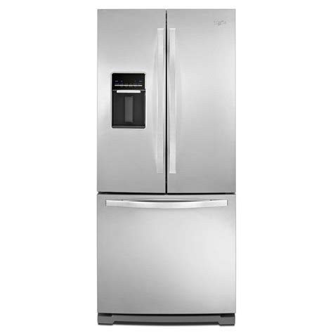 Whirlpool 30 in. W 19.7 cu. ft. French Door Refrigerator in Monochromatic Stainless Steel ...