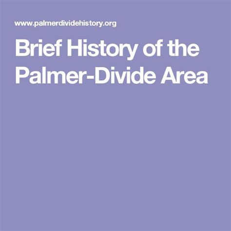 Brief History of the Palmer-Divide Area | History, Local history, The ...