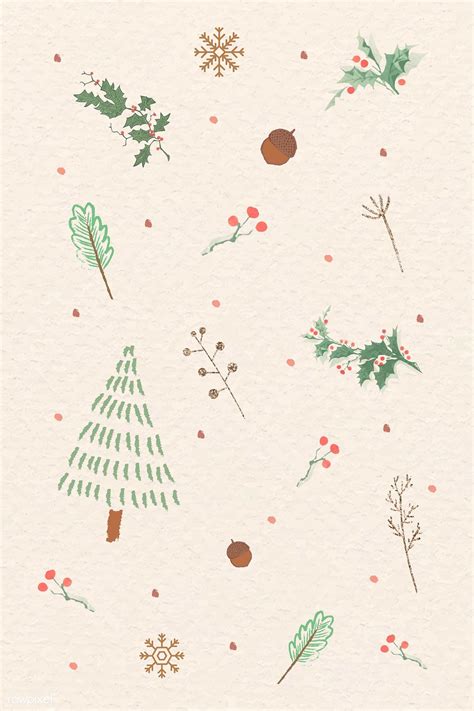 Christmas Elements Doodle Pattern Vector