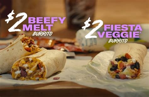 Taco Bell $2 Beefy Melt Burrito and the Fiesta Veggie Burrito ...