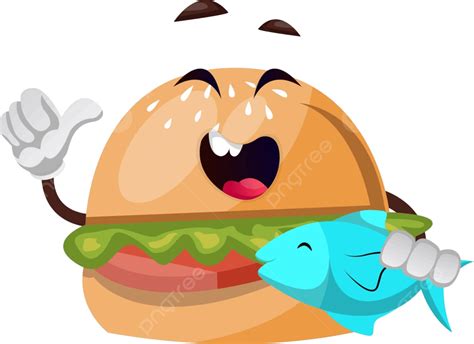 Illustrated Vector Of A Fish Burger On A White Background Vector ...
