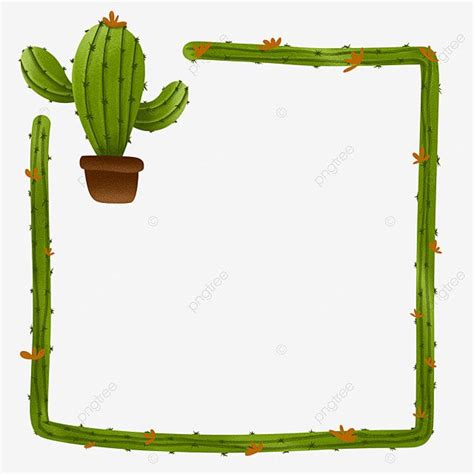 Cute Cactus White Transparent, Cute Border Cactus With Flower, Border, Cute, Border Clipart PNG ...