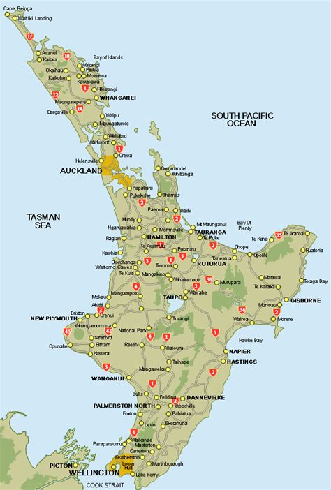 North Island Map - New Zealand Road Maps