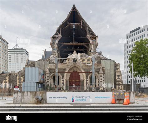 The ruins of Christchurch Cathedral, damaged in the earthquake of February 2011, Cathedral ...