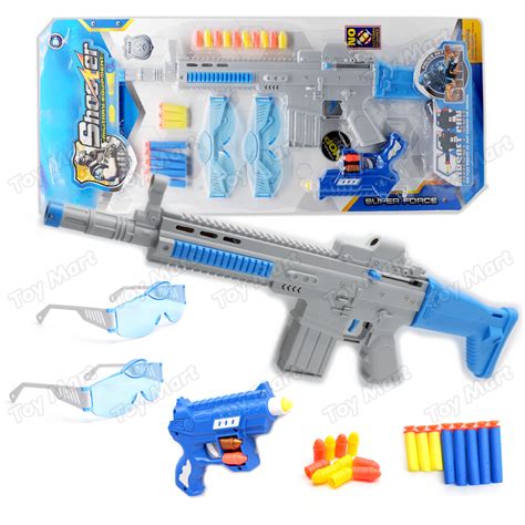 2 in 1 Nerf AK 47 Blaster Toy Gun + Pistol Mini Blaster Soft Darts Bullets Play Set Shooting ...