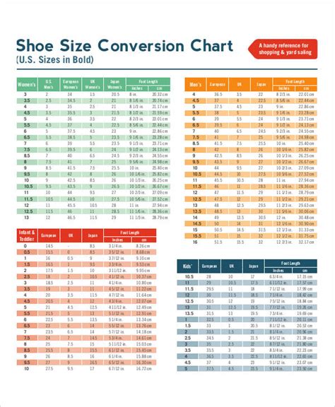 Size Chart - 8+ Examples, Format, How to Use, Pdf