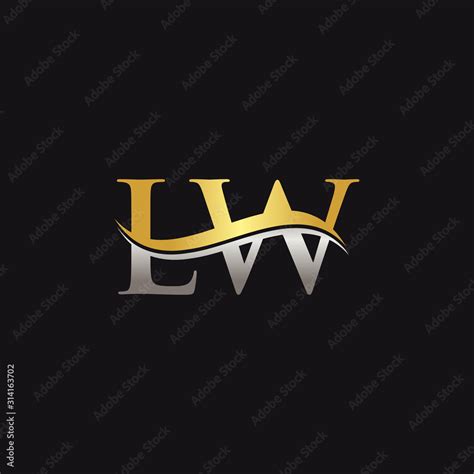 Initial Gold And Silver letter LW Logo Design with black Background ...