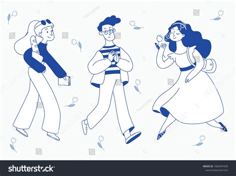 Illustration Set 0f 3 Character Walking: เวกเตอร์สต็อก (ปลอดค่าลิขสิทธิ์) 1960447495 | Shutterstock