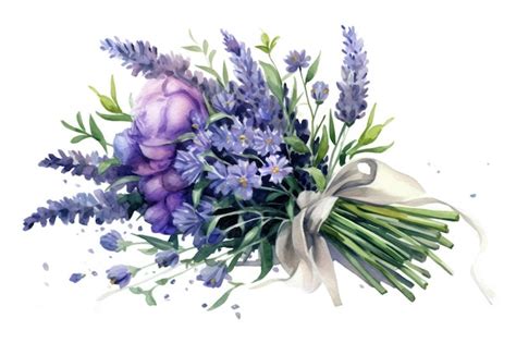 Premium AI Image | Lavender fields bouquet watercolor painting