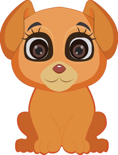 Happy cartoon puppy sitting, Portrait of cute little dog wearing collar ...