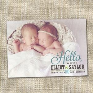 Twins Birth Announcement Photo Card Photo Birth Announcement - Etsy