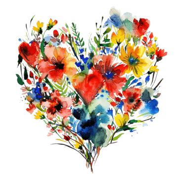 Watercolor Flower And Heart Painting, Watercolor, Painting, Flowers PNG ...