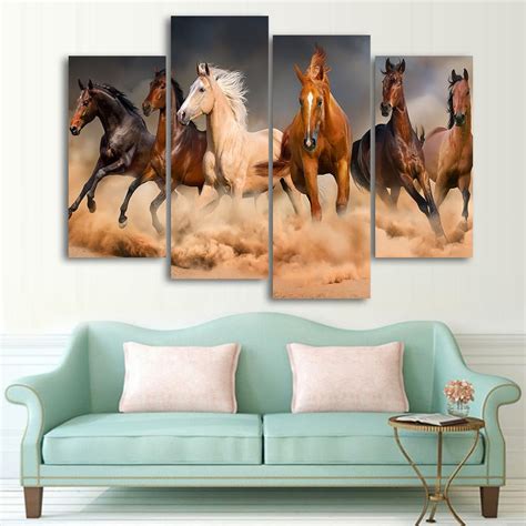 Wild Horses Framed 4 Piece Canvas Wall Art Images Pictures Wallpaper M – Buy Canvas Wall Art ...