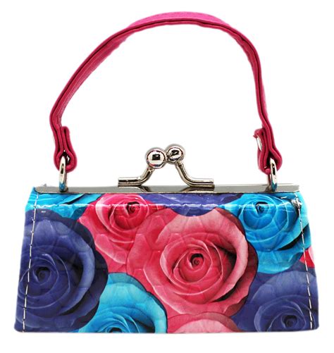 Coin Purse - Floral Mini Vinyl Cocktail Bag Coin Purse: Pink Handle - Walmart.com - Walmart.com