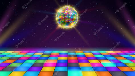 Premium Vector | Disco dance floor Retro party scene with LED squares grid glowing floor disco ...