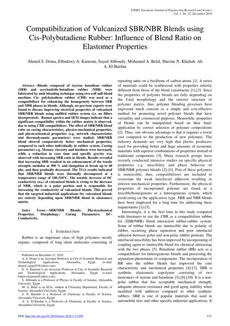 (PDF) Compatibilization of Vulcanized SBR/NBR Blends using Cis-Polybutadiene Rubber: Influence ...