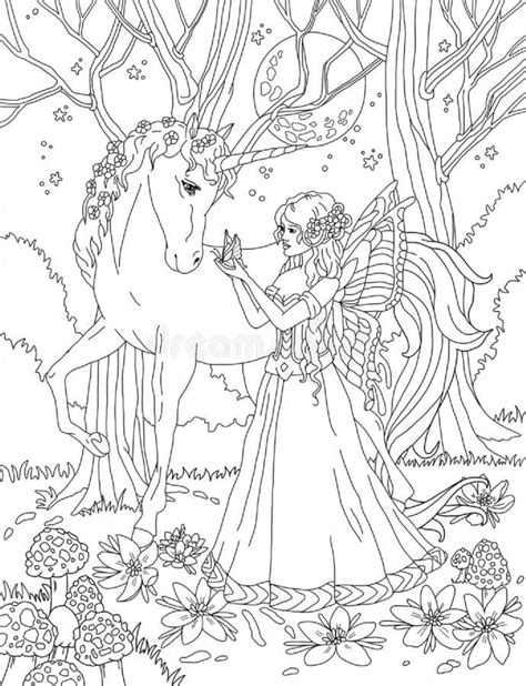 Fairy With Unicorn coloring page - Download, Print or Color Online for Free