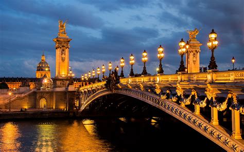 Fonds d'ecran France Ponts Rivières Pont Alexandre III Seine Paris Nuit Villes télécharger photo