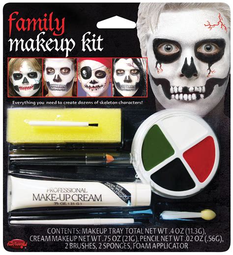 Fun World Halloween Family Skeleton 7pc Makeup Kit, White Black - Walmart.com - Walmart.com