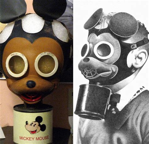 The Official Mickey Mouse Gas Mask from the 1940s. It was designed by ...