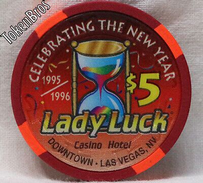 $5 POKER GAMING CHIP LADY LUCK HOTEL CASINO LAS VEGAS HAPPY NEW YEAR 1995 1996 | eBay