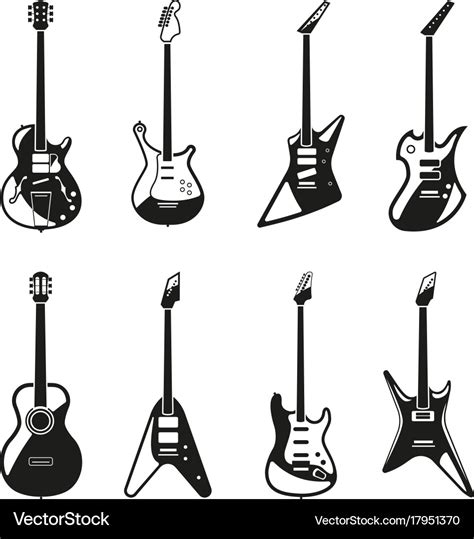 Different rock electric guitars set Royalty Free Vector