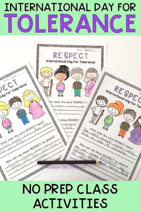 three worksheets for international day for tolerance with the text, no ...