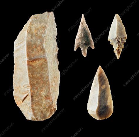 Neolithic flint tools. - Stock Image - E436/0207 - Science Photo Library