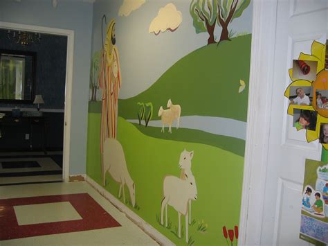 church nursery murals | church preschool hallway mural – 90% finished « Laura Cox Art Kids ...