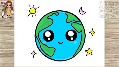 How to Draw Cute Earth | Happy Earth Day, Easy Drawing Step by Step ...