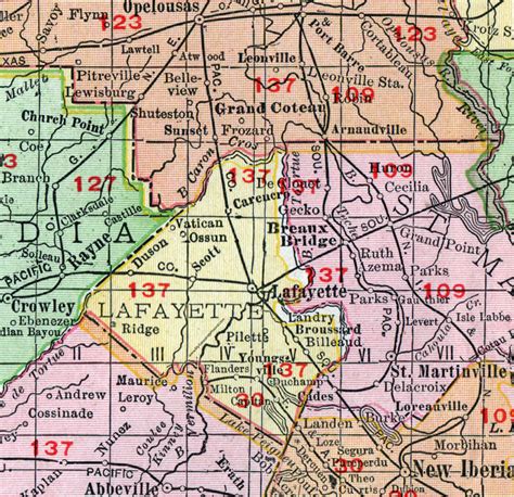 Lafayette Parish, Louisiana, 1911, Map, Rand McNally, City of Lafayette ...