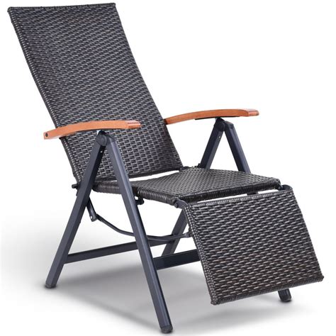 Outdoor Patio Folding Lounge Chair Garden Rattan Adjustable Recliner ...