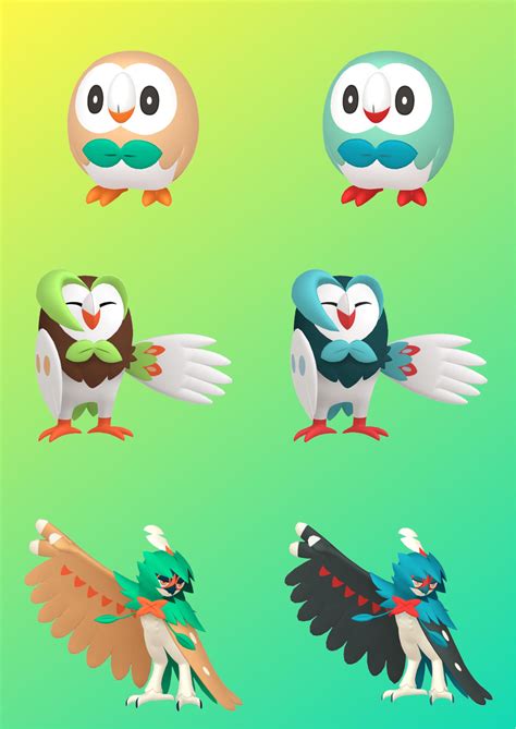 Rowlet family shiny comparison : r/TheSilphRoad