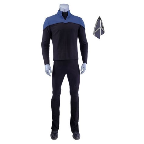 Lot # 59: Season 1 Starfleet 2380s Men's Sciences Uniform with Production-Quality Replica Combadge