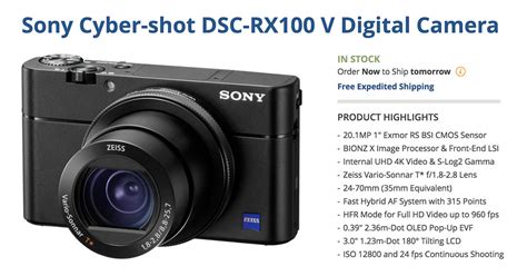 Sony RX100 V In-Stock & Shipping at B&H Photo