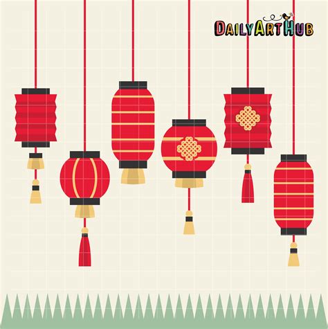 Chinese Lanterns Clip Art Set | Chinese lanterns, Art hub, Clip art