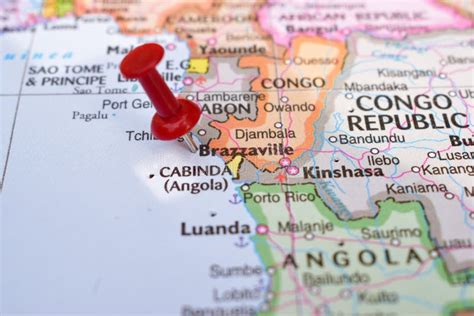 Red Push Pin Pointing Brazzaville on Location of World Map Close-Up ...